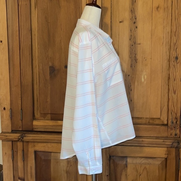 CATO White & Coral Pink Striped Cotton lightweight blouse Sz. XL - Picture 4 of 14
